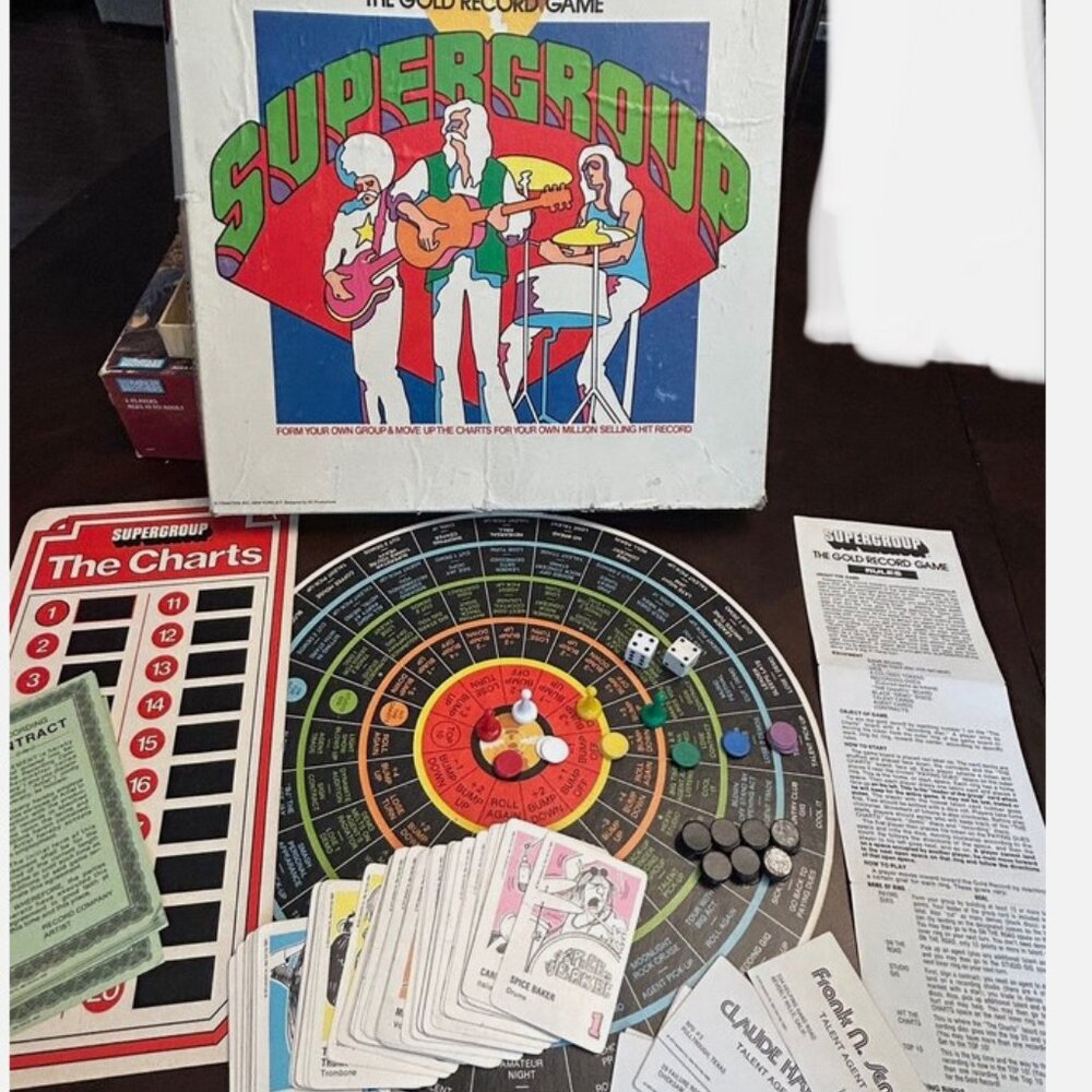 RARE Vintage Supergroup Gold Record Board Game 1973 Instructions Missing Parts